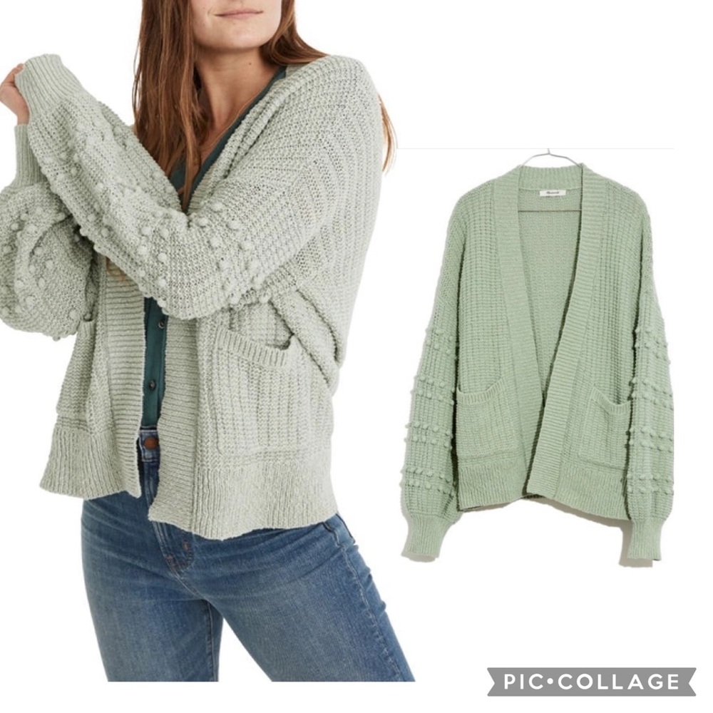 Madewell “Bobble” Knit Sage Green Cardigan Sweater
